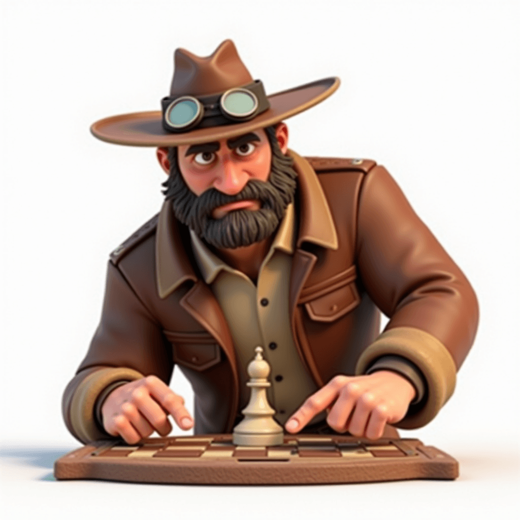 Drake the Explorer pressing a chess clock button over a chess board