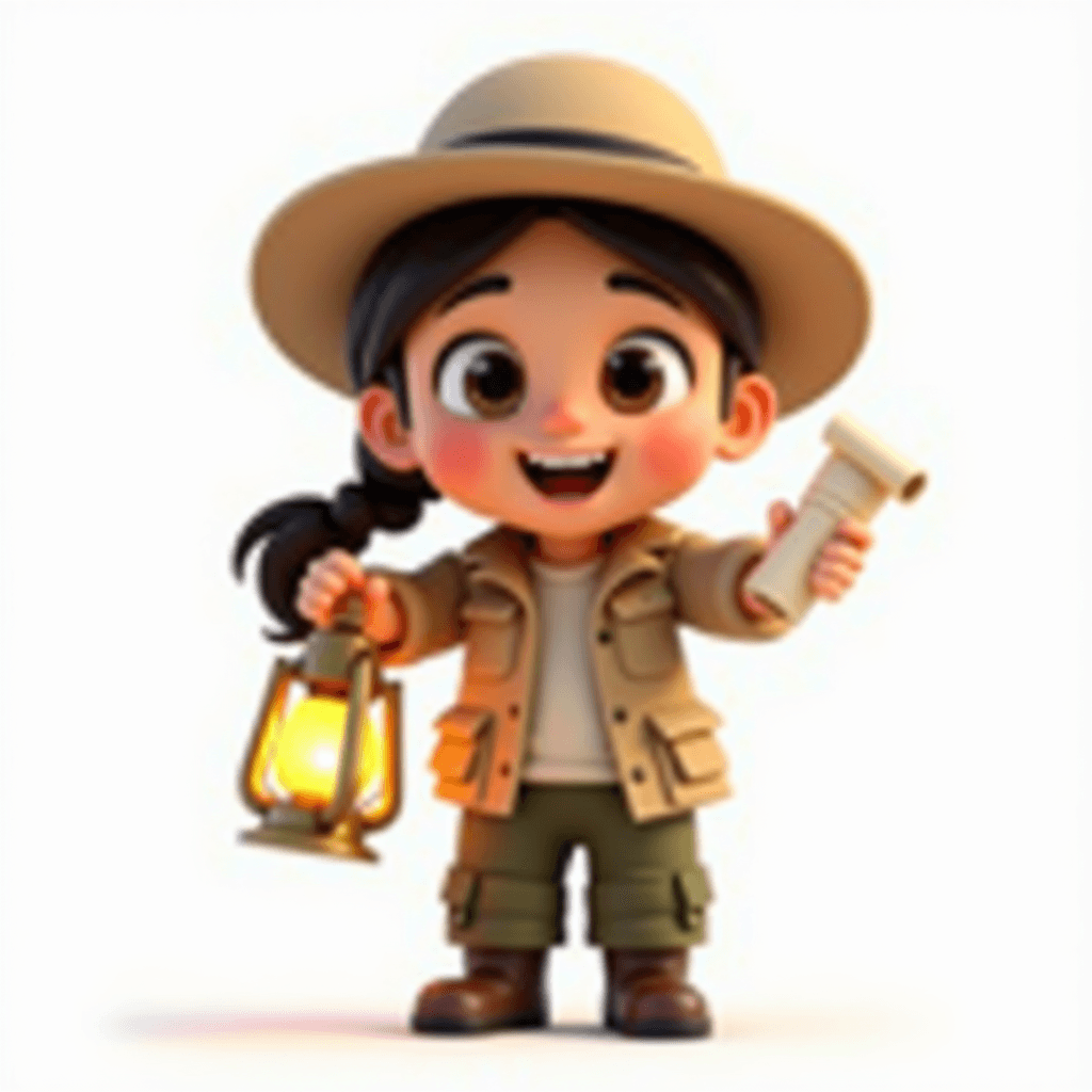 Scout the Archaeologist holding a scroll of embed code, ready to add a timer to any website