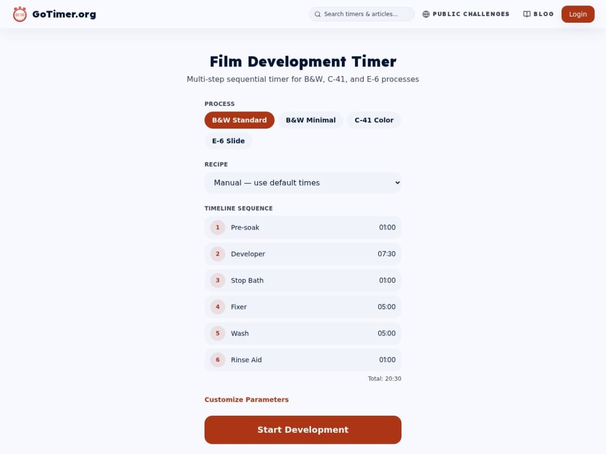 GoTimer photography hub — Precision Timing for Film and Darkroom