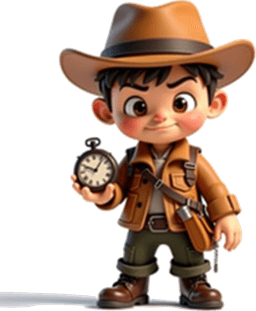 Drake the Explorer holding a stopwatch