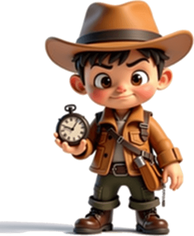 Drake the Explorer with a stopwatch