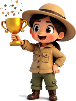 Scout celebrating with a trophy