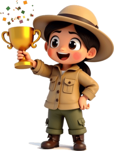 Scout celebrating with a trophy