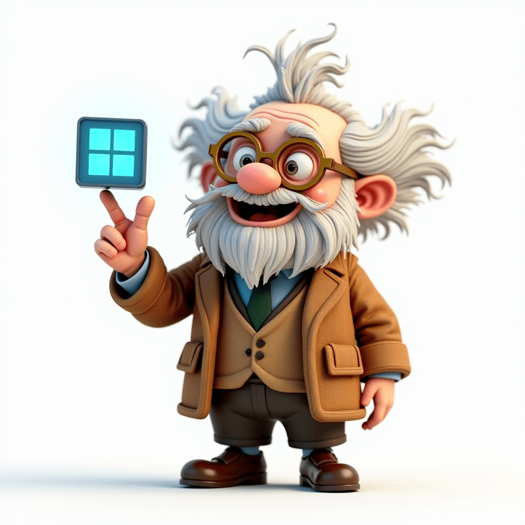 Prof the Scholar holding a glowing blue square representing the box breathing pattern
